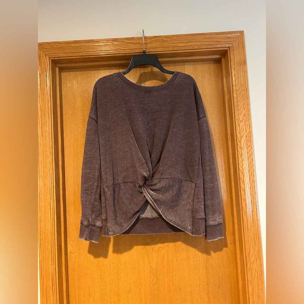Ladies size large, brand Pink Rose, Purple Knotted Sweatshirt